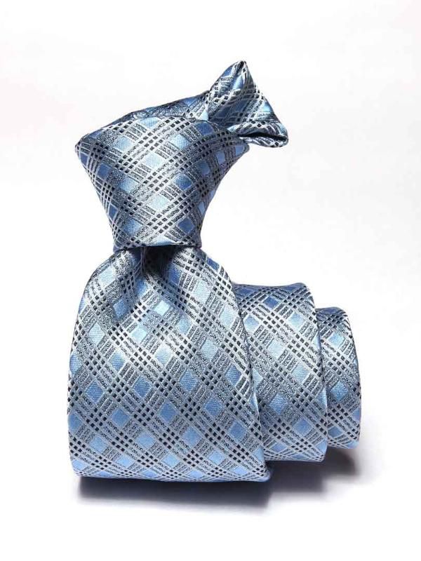 Como Check Medium Blue Silk Tie