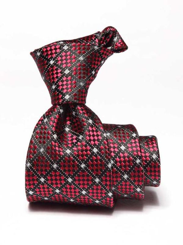 Como Check Medium Maroon Silk Tie
