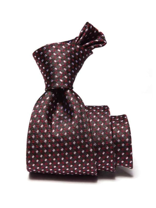 Florentine Minimal Dark Black Silk Tie