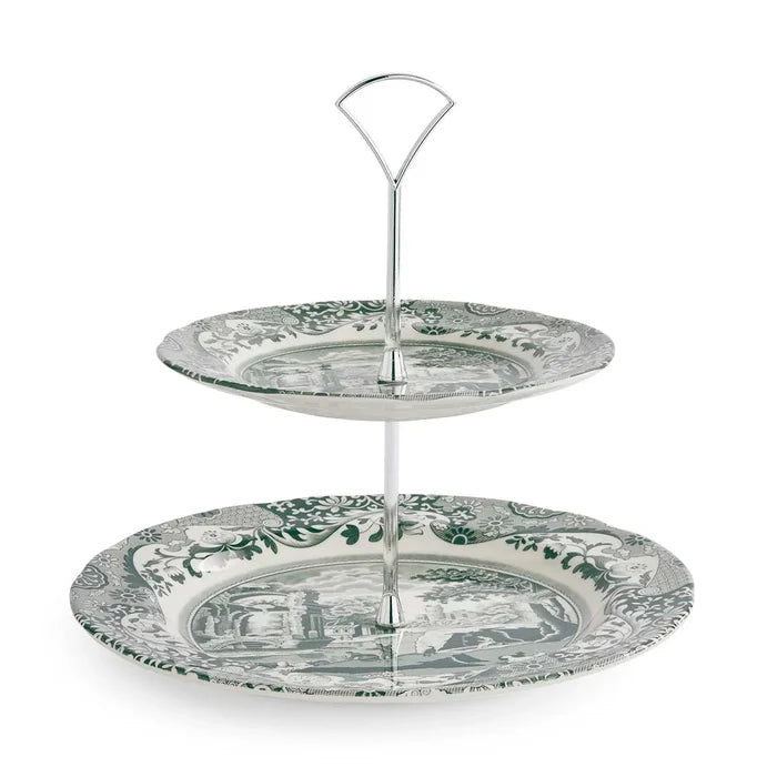 Green Italian 2 Tier Cake Stand