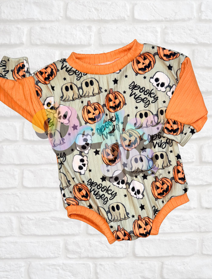Green Spooky Vibes Sweater Romper w Snaps