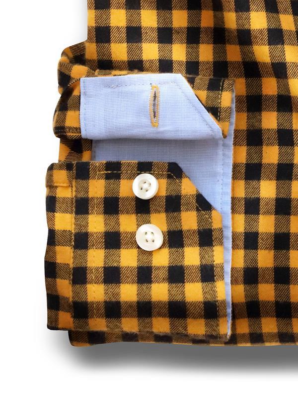 Howard Yellow Check Full sleeve single cuff Cotton Shirt