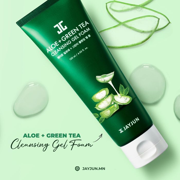JAYJUN Aloe + Green Tea Cleanser Gel Foam غسول رغوي بالصبار والشاي الاخضر