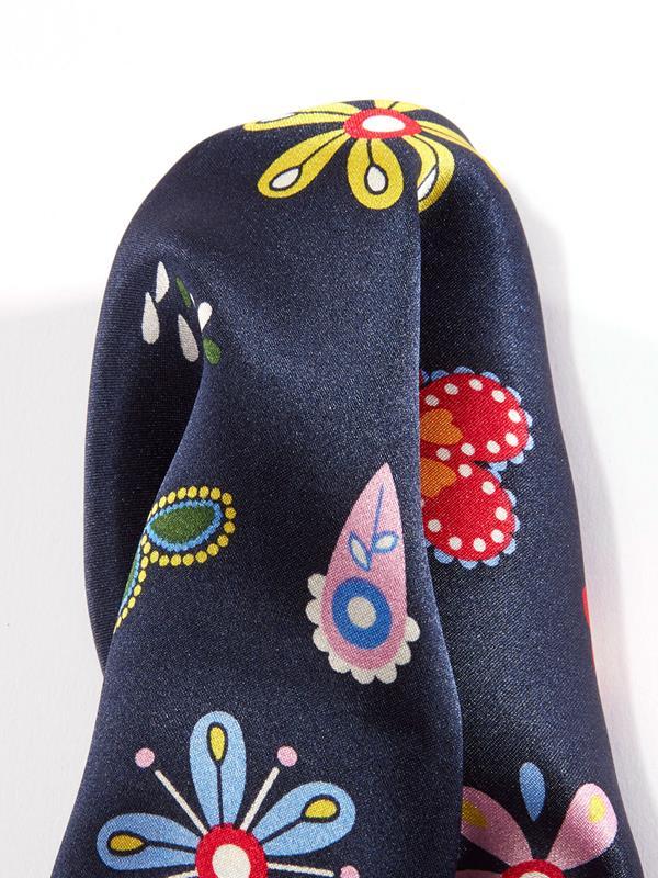 Navy All Over Silk Pocket Square