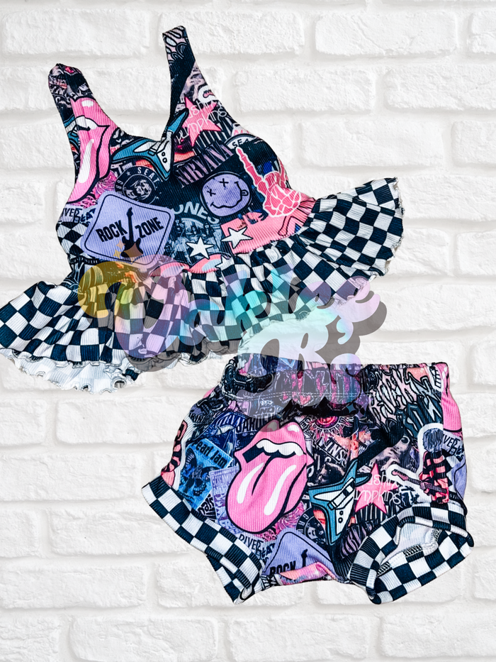 Pink Bands Paisley Top & Shorties
