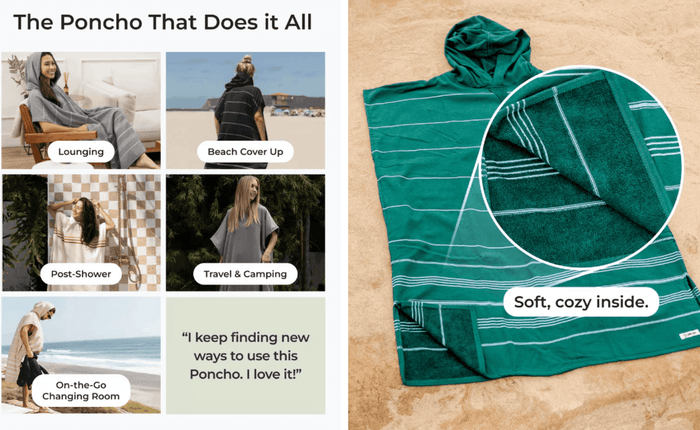 Sand Cloud | Classic Stripe Hooded Poncho - Slate Blue - Aesthetics By Kell