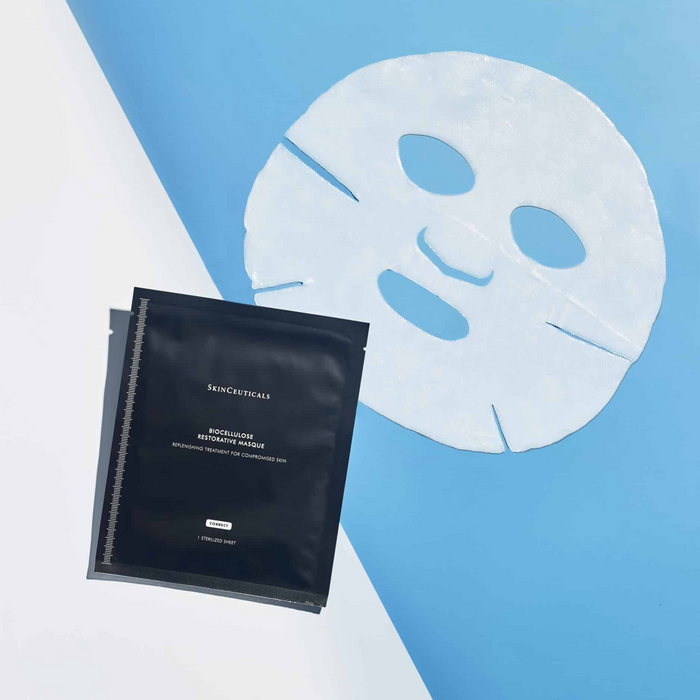 SkinCeuticals Biocellulose Restorative Mask and single-sheet hydrating face mask