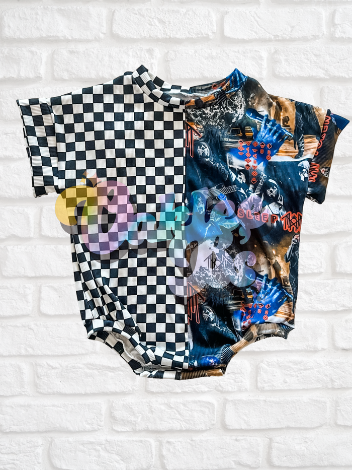 Sleepy Boys Split Tee Romper w Snaps