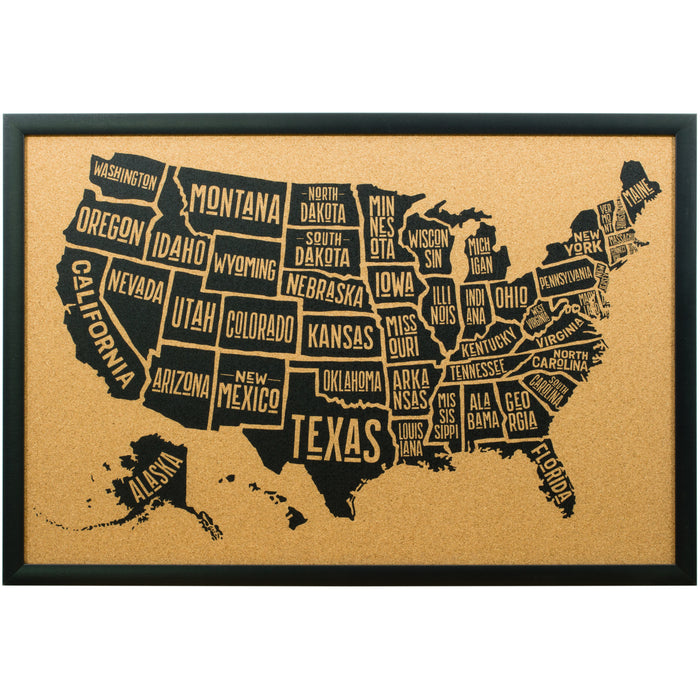 Typographic United States Push Pin Map – Contemporary Black