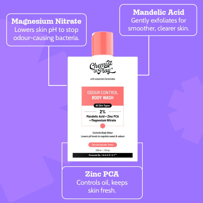 2% Mandelic Acid Odour Control Body Wash for Long Lasting Freshness - 236 ml | Pack of 3