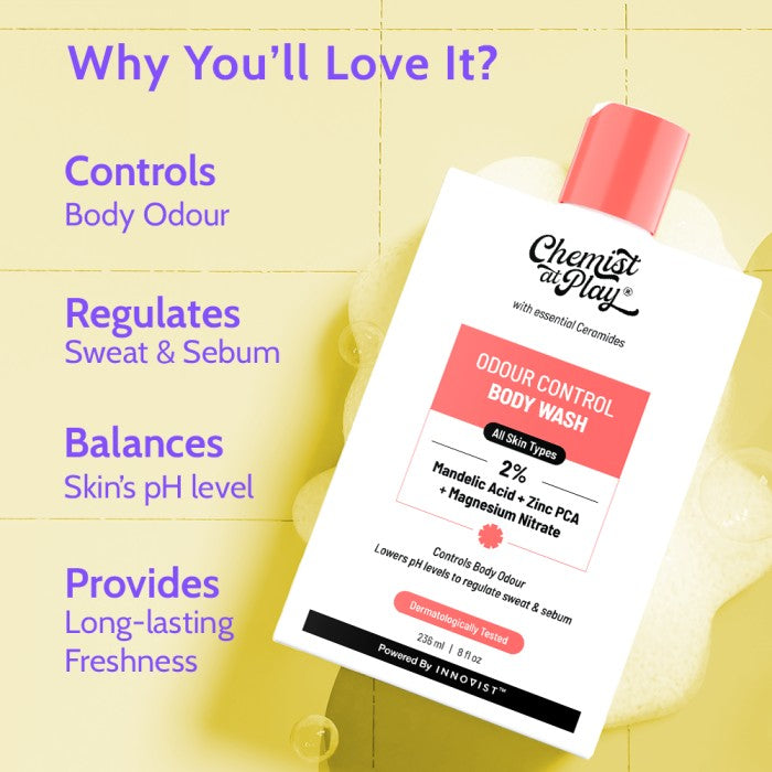 2% Mandelic Acid Odour Control Body Wash for Long Lasting Freshness - 236 ml | Pack of 3