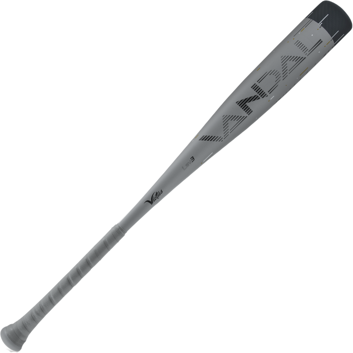 The 2024 Victus Vandal Lev3 (-5) 2 3/4" USSSA Baseball Bat (USED) features a sleek silver and black design with VANDAL on the barrel and Victus near the handle, offering top style and performance for serious players.