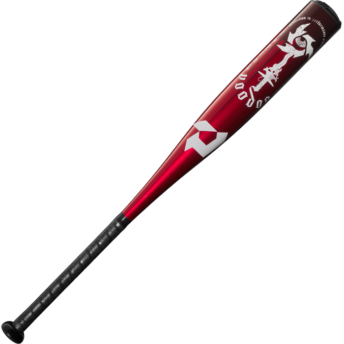 A 2025 DeMarini Voodoo One (-8) 2 3/4" USSSA Baseball Bat (WBD2539010, USED) with a red and black X14 Alloy Barrel, white graphics, and a textured black handle grip is shown against a plain background.
