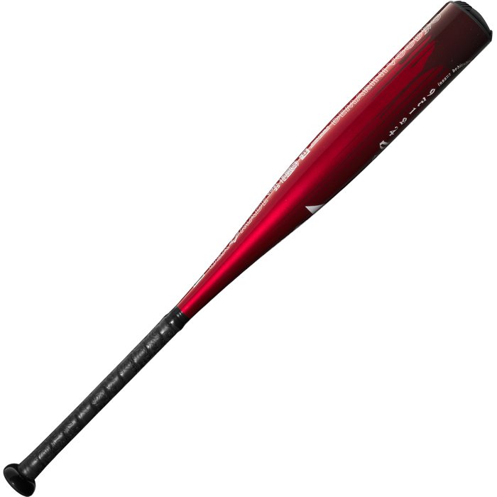 A red and black 2025 DeMarini Voodoo One (-8) 2 3/4" USSSA Baseball Bat (USED) with X14 Alloy Barrel and textured black grip is shown against a plain white background.