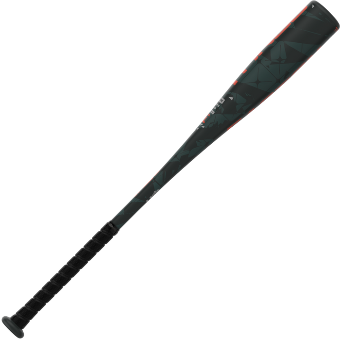 The 2025 Easton Tango (-11) USA Baseball Bat features a black design with a textured grip, subtle geometric barrel pattern, and red accents—perfect for youth players seeking style and performance.