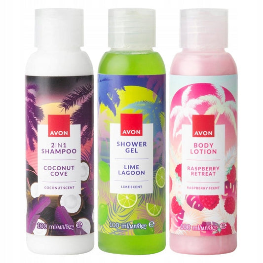 Avon Travel size cosmetics Set Shampoo / Body Lotion / Shower Gel - 100ml