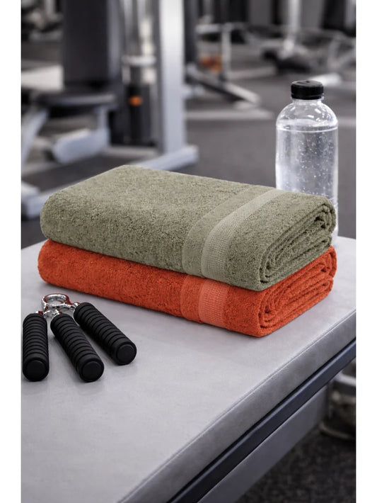 Bamboology Green & Rust Ultra Soft Bath Towel Pack of 2
