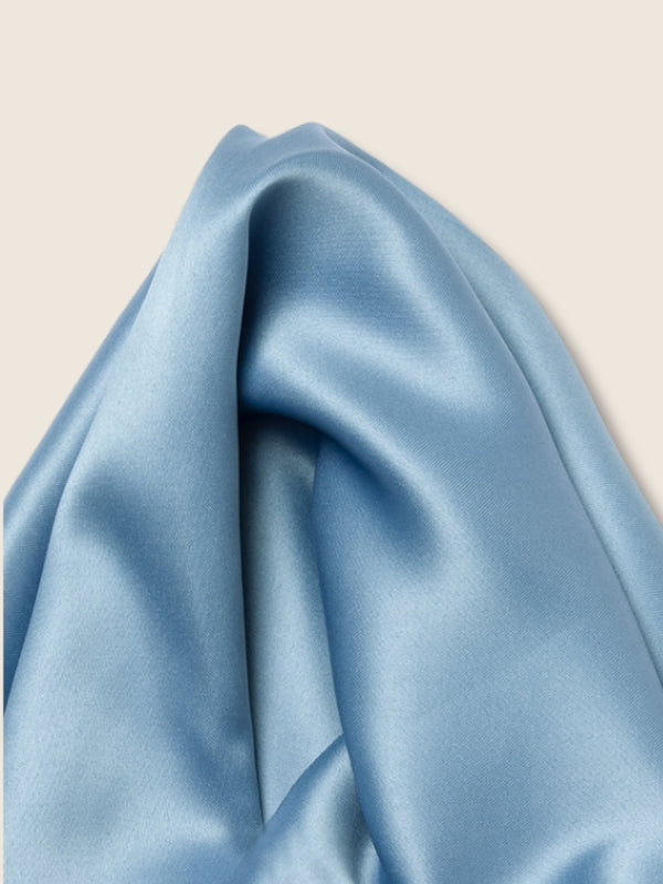 Blue/ Red Solid Silk Pocket Square