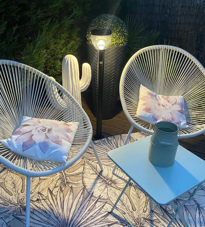 Borne solaire noire LUNA - Détecteur de mouvements - 3 modes d'éclairages de 75 à 600 lumens - Lumihome