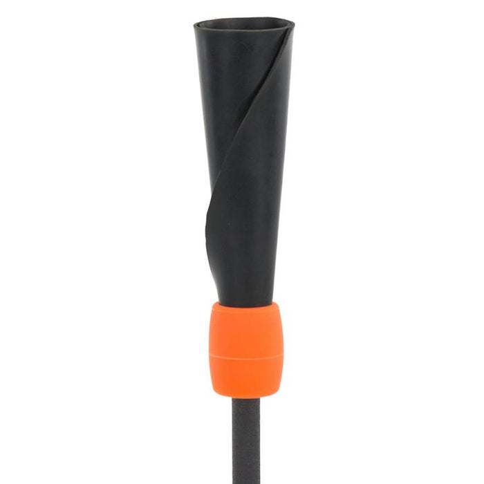 The Bownet ProMag Lite Batting Tee (BN-PROMAG LITE) by Bownet features a black, cone-shaped spiral nozzle with an orange ring at the base, mounted on a black telescopic rod, shown isolated against a white background.