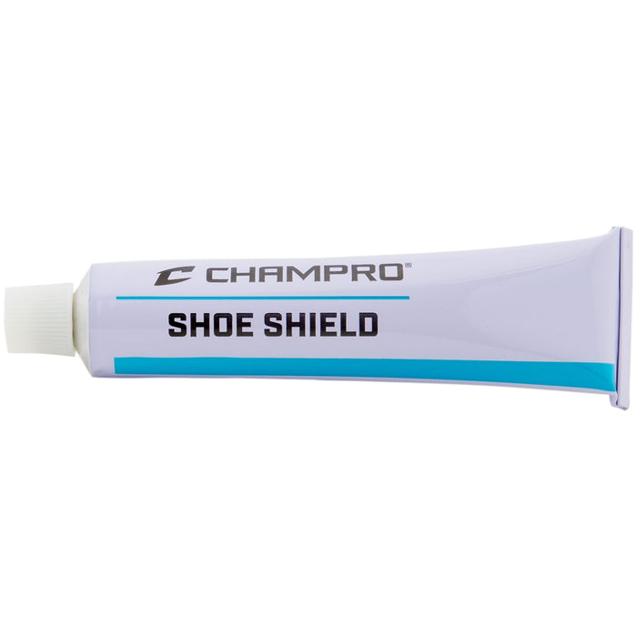 A tube of Champro Sports Champro Shoe Shield Foot Protection: A037, featuring a white screw cap and black and blue text on a light purple label—ideal for fastpitch pitchers needing extra foot protection.