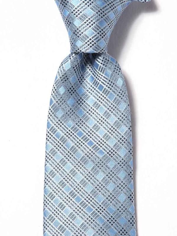 Como Check Medium Blue Silk Tie