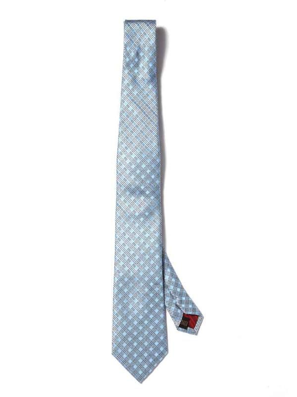 Como Check Medium Blue Silk Tie