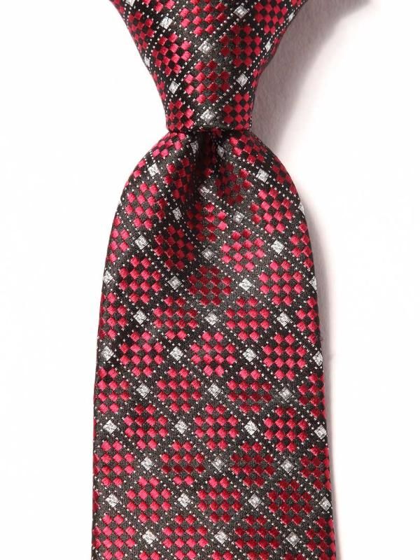 Como Check Medium Maroon Silk Tie