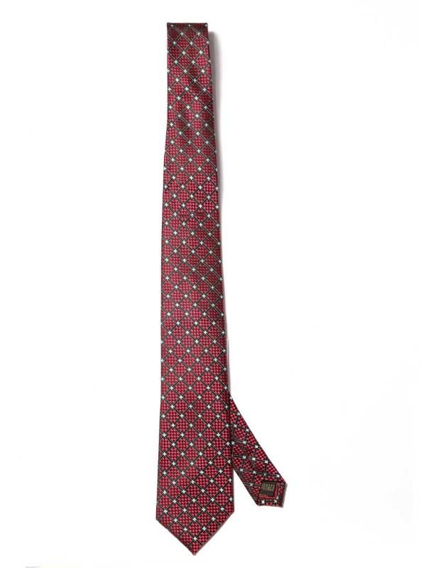 Como Check Medium Maroon Silk Tie
