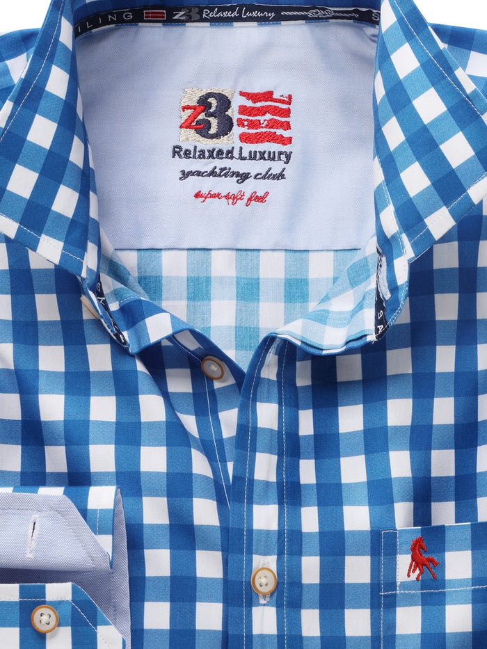 Cordoba Blue Check Full Sleeve Tailored Fit Casual Cotton Shirt