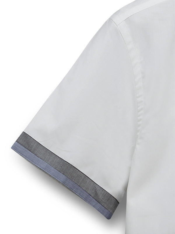 Corpse White Solid Half Sleeve Slim Fit Party Wear Blended Shirt