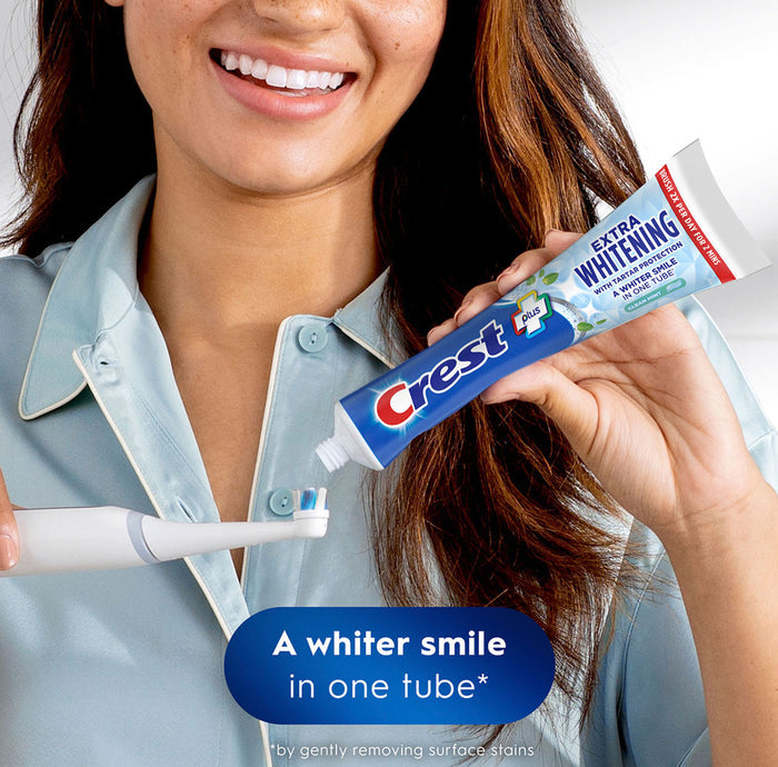 CREST COMPLETE Plus Extra whitening with tartar protection a whiter smile in one tube معجون تبييض الأسنان من كريست