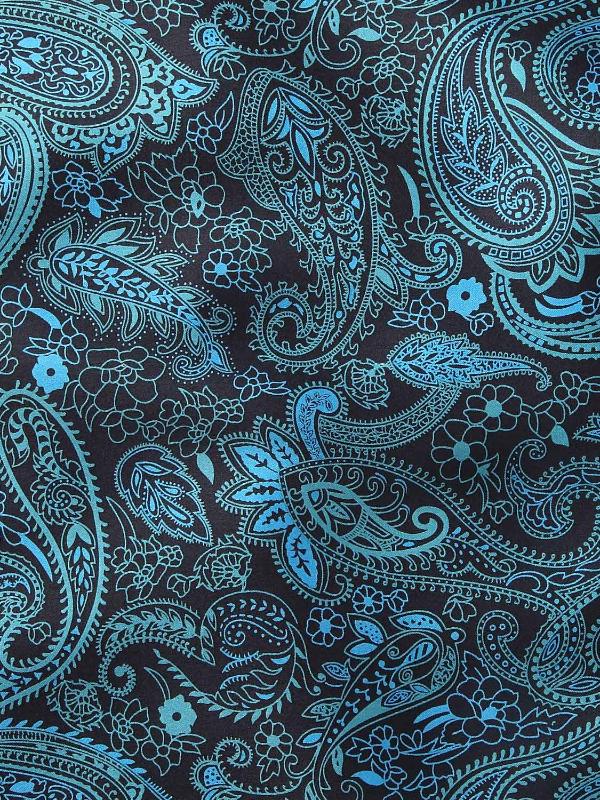 Dark Blue Paisley Silk Pocket Square