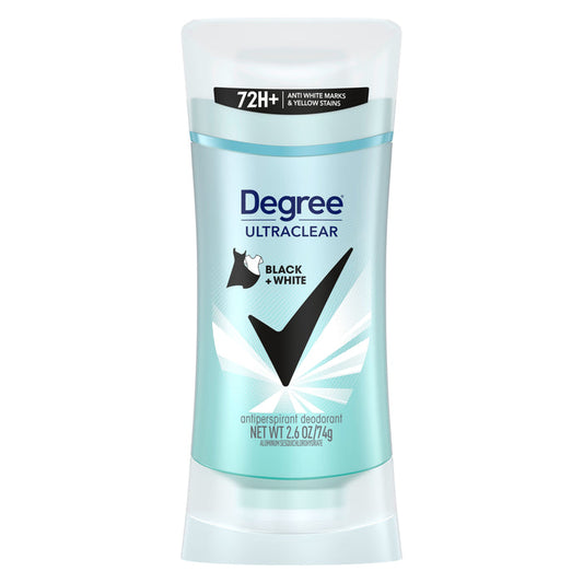 DEGREE UltraClear Black+White Invisible Solid Antiperspirant Deodorant – Pure Clean – مزيل العرق بتقنية الحماية من البقع على الملابس البيضاء والسوداء