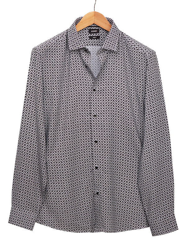 Diablo Black Printed Full Sleeve Single Cuff Slim Fit Party Wear Viscose Shirt