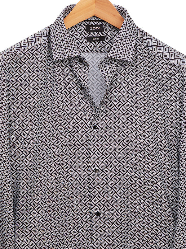 Diablo Black Printed Full Sleeve Single Cuff Slim Fit Party Wear Viscose Shirt