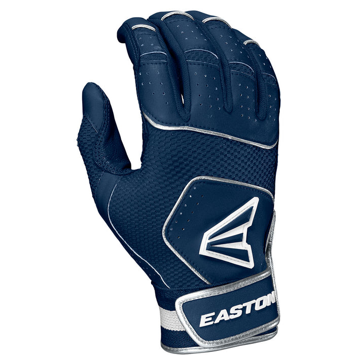 A close-up of the Easton Walk Off NX Adult Batting Gloves (A121252) by Easton, crafted from premium goatskin leather and showcasing the detailed design typical of quality batting gloves.
