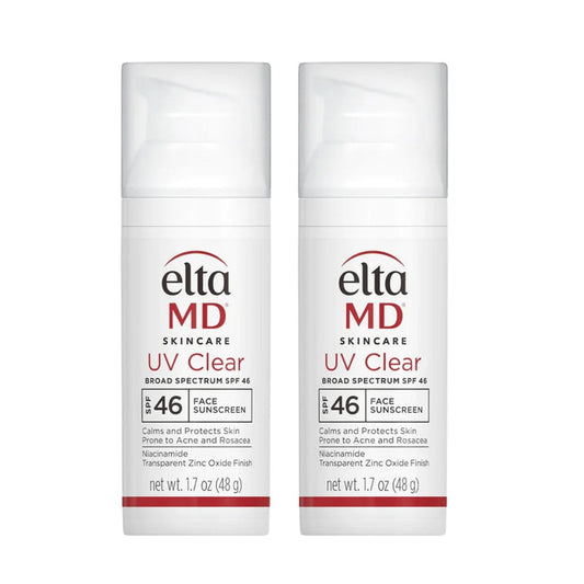 EltaMD UV Clear SPF 46 sunscreen duo set, two full-size face sunscreen bottles