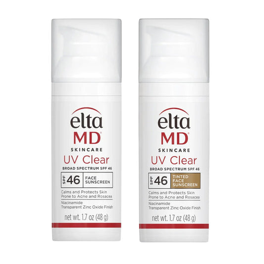 EltaMD UV Clear SPF 46 tinted and untinted face sunscreen duo set