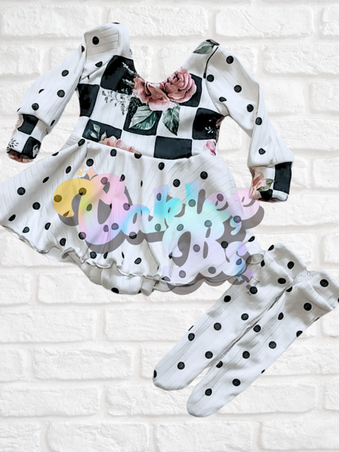 Floral Checks & Dots Brielle Romper & Socks