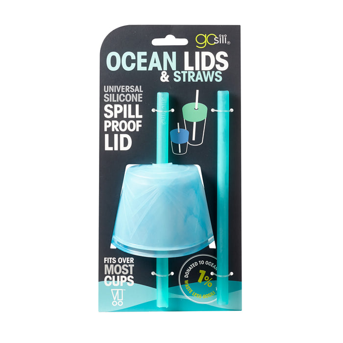 GoSili Ocean Cups Universal Lid and Straw 2pk