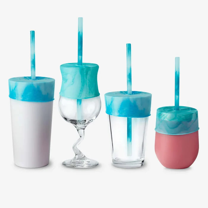 GoSili Ocean Cups Universal Lid and Straw 2pk