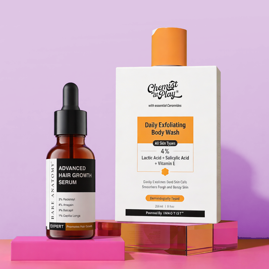 Healthy Hair & Skin Duo | Advanced Hair Growth Serum 30 ml & Exfoliating Body Wash 236 ml