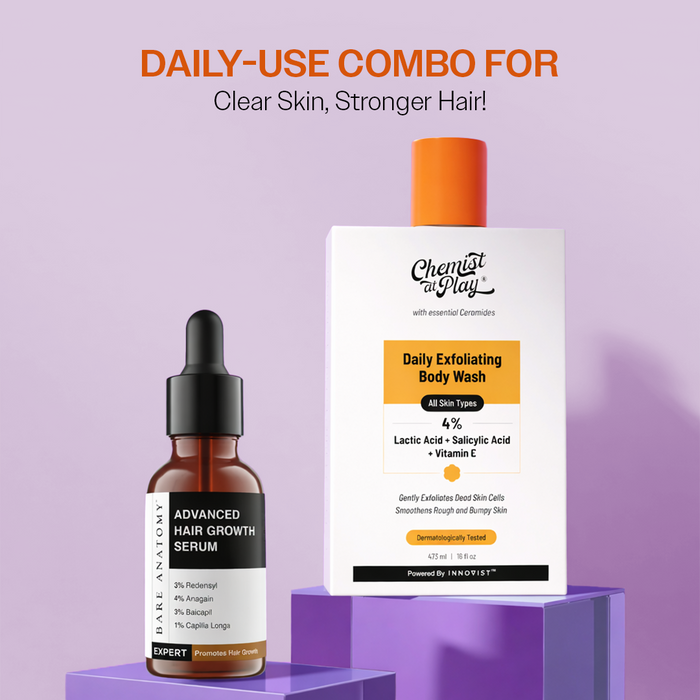 Healthy Hair & Skin Duo | Advanced Hair Growth Serum 30 ml & Exfoliating Body Wash 236 ml