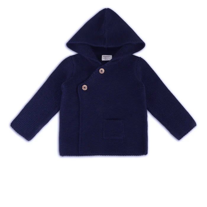 Hooded Button & Pocket Sweater Knit Jacket