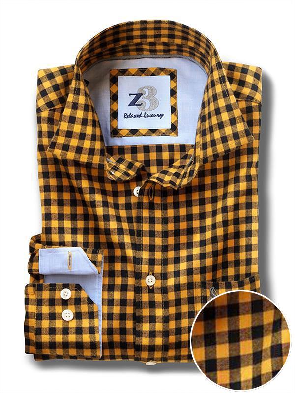 Howard Yellow Check Full sleeve single cuff   Cotton Shirt