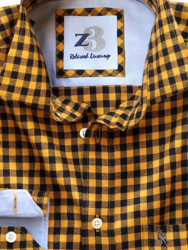 Howard Yellow Check Full sleeve single cuff   Cotton Shirt