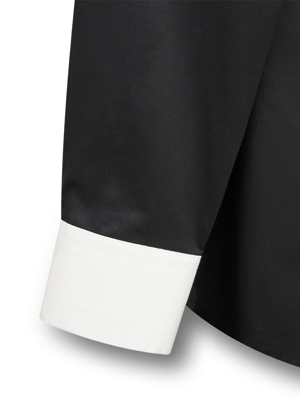 Ibiza Black Solid Full Sleeve Single Cuff Slim Fit Party Wear Blended Shirt