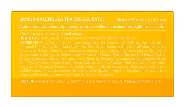 JAYJUN Cosmetic Calendula Tea Eye Gel Patch شرائح العين الهايدروجيل بمستخلص زهرة القطيفة
