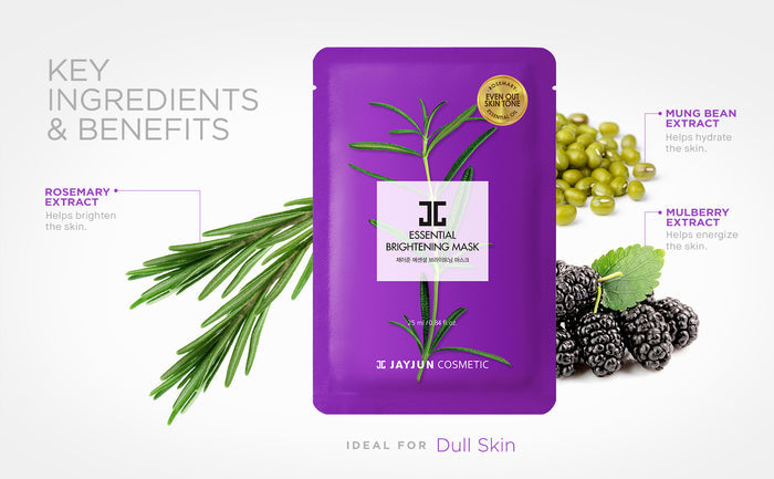 JAYJUN Essential Brightening Up Mask 10pcs مجموعة اقنعة ورقية للبشرة بزيت اكليل الجبل